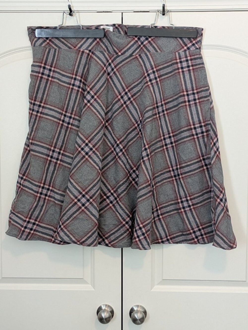 Grey and Pink Plaid Unique Vintage Circle Skirt 5X/26